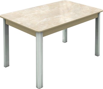 Обеденный раздвижной стол Гамбург исп.2 ноги метал. крашеные №23, Фотопечать (Мрамор №6) в Первоуральске