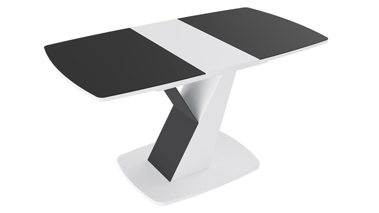 Кухонный раздвижной стол Гарда тип 1, цвет Белый/Стекло матовое черный графит в Кушве - изображение 1