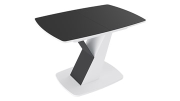 Кухонный раздвижной стол Гарда тип 1, цвет Белый/Стекло матовое черный графит в Екатеринбурге