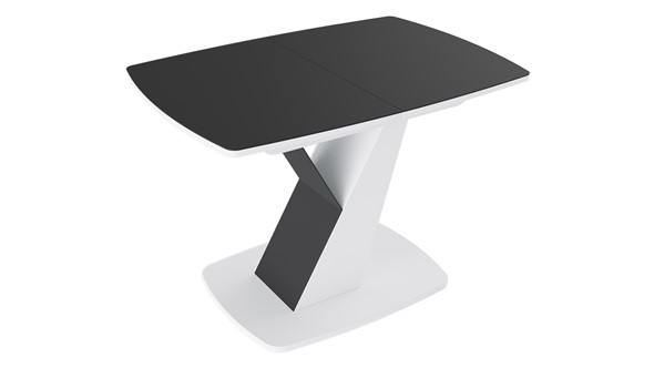 Кухонный раздвижной стол Гарда тип 1, цвет Белый/Стекло матовое черный графит в Кушве - изображение