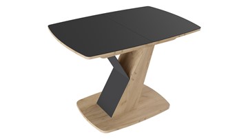 Обеденный раздвижной стол Гарда тип 1, цвет Дуб крафт золотой/Стекло матовое черный графит в Кушве