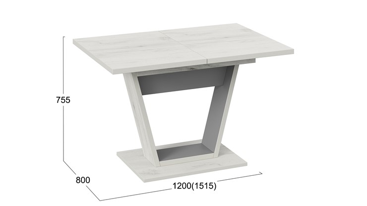 Кухонный стол раздвижной Гавана тип 1 (Дуб крафт белый/Серый графит) в Екатеринбурге - изображение 5