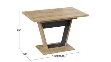 Кухонный раздвижной стол Гавана тип 1 (Дуб крафт золотой/Черный) в Асбесте - предосмотр 5