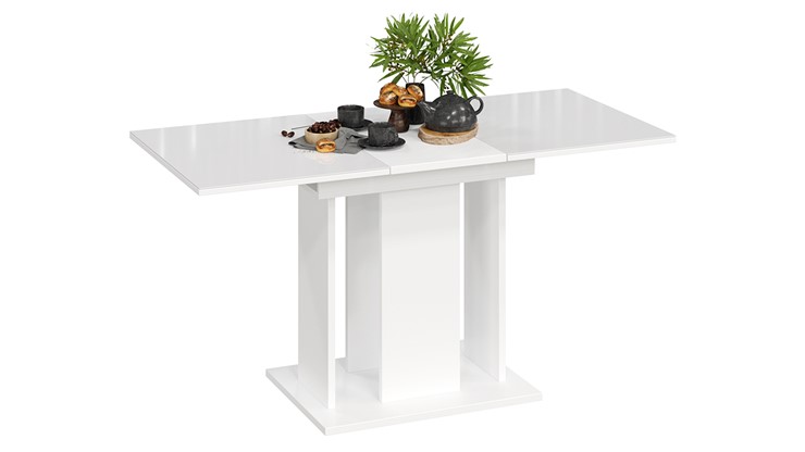 Кухонный раздвижной стол Кёльн тип 1 (Белый, Стекло Белый глянец) в Первоуральске - изображение 1