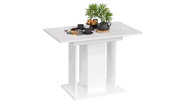 Кухонный раздвижной стол Кёльн тип 1 (Белый, Стекло Белый глянец) в Первоуральске - изображение