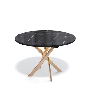Стеклянный стол Kenner R1100 (Золото/Венге/Черный камень глянцевый) в Кушве