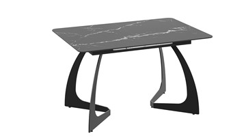 Кухонный стол раздвижной Конкорд Тип 2 (Черный муар/Стекло матовое черный мрамор) в Ревде - предосмотр 2