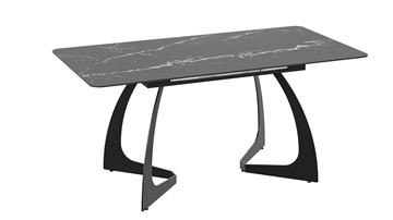 Кухонный стол раздвижной Конкорд Тип 2 (Черный муар/Стекло матовое черный мрамор) в Ревде - предосмотр 3