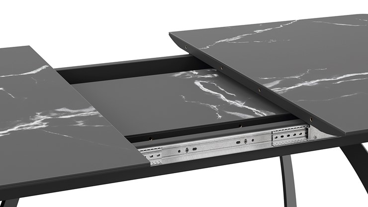Кухонный стол раздвижной Конкорд Тип 2 (Черный муар/Стекло матовое черный мрамор) в Ревде - изображение 4