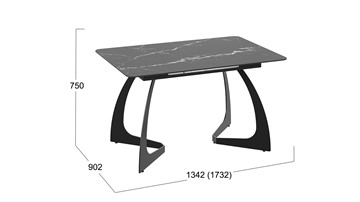 Кухонный стол раздвижной Конкорд Тип 2 (Черный муар/Стекло матовое черный мрамор) в Ревде - предосмотр 7