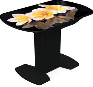 Кухонный раздвижной стол Корсика исп. 1 Фотопечать (Цветы №11) 1100(1415)*700 в Асбесте