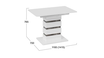 Кухонный стол раздвижной Мадейра тип 1 (Белый глянец/Ателье темный) в Ревде - предосмотр 5