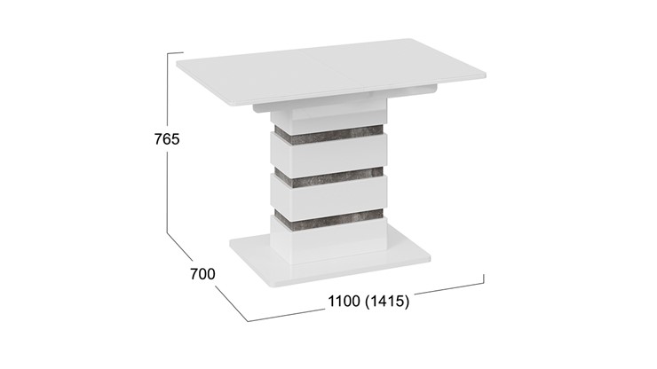 Кухонный стол раздвижной Мадейра тип 1 (Белый глянец/Ателье темный) в Новоуральске - изображение 5