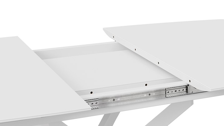 Кухонный раскладной стол Манхеттен Т1 (Белый муар/Стекло матовое белое) в Кушве - изображение 4