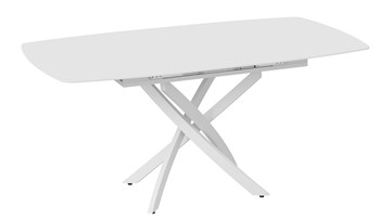 Кухонный раскладной стол Манхеттен Т1 (Белый муар/Стекло матовое белое) в Ревде - предосмотр 5