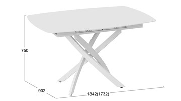Кухонный раскладной стол Манхеттен Т1 (Белый муар/Стекло матовое белое) в Ревде - предосмотр 9