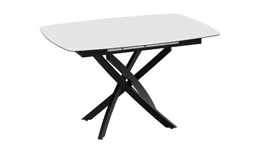 Кухонный стол раскладной Манхеттен Т1 (Черный муар/Стекло матовое белое) в Кушве - предосмотр 2