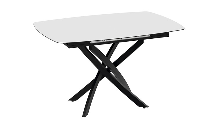 Кухонный стол раскладной Манхеттен Т1 (Черный муар/Стекло матовое белое) в Кушве - изображение 2