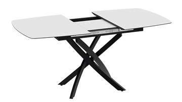 Кухонный стол раскладной Манхеттен Т1 (Черный муар/Стекло матовое белое) в Кушве - предосмотр 3