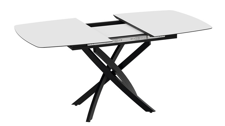 Кухонный стол раскладной Манхеттен Т1 (Черный муар/Стекло матовое белое) в Кушве - изображение 3