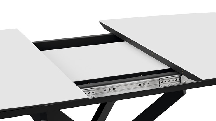 Кухонный стол раскладной Манхеттен Т1 (Черный муар/Стекло матовое белое) в Первоуральске - изображение 4