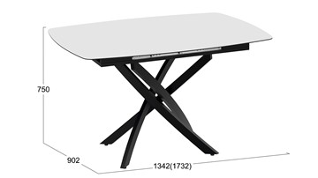 Кухонный стол раскладной Манхеттен Т1 (Черный муар/Стекло матовое белое) в Кушве - предосмотр 8