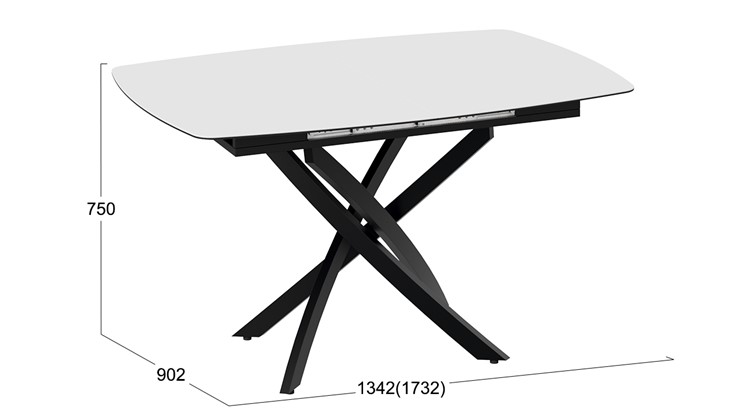 Кухонный стол раскладной Манхеттен Т1 (Черный муар/Стекло матовое белое) в Первоуральске - изображение 8
