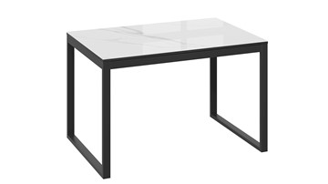Кухонный стол раздвижной Маркус Тип 1 (Черный муар, Стекло белый мрамор) в Новоуральске - предосмотр 2