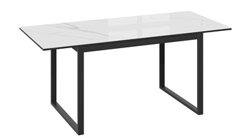 Кухонный стол раздвижной Маркус Тип 1 (Черный муар, Стекло белый мрамор) в Ревде - предосмотр 3