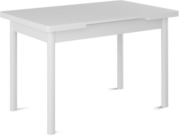Кухонный стол раскладной Милан-1 EVO, ноги металлические белые, белый цемент в Екатеринбурге - предосмотр