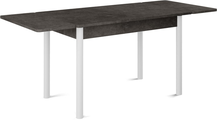 Кухонный стол раздвижной Милан-1 EVO, ноги металлические белые, серый камень в Екатеринбурге - изображение 1