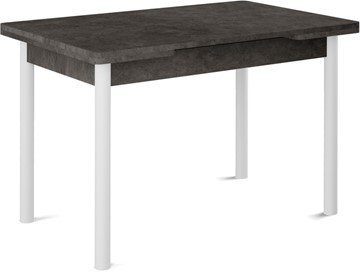 Кухонный стол раздвижной Милан-1 EVO, ноги металлические белые, серый камень в Ирбите