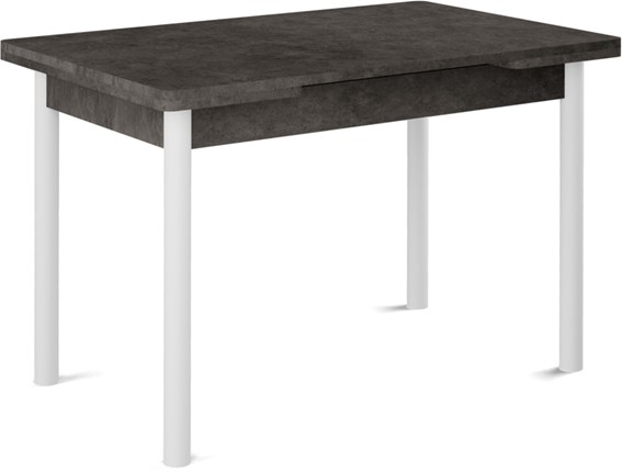 Кухонный стол раздвижной Милан-1 EVO, ноги металлические белые, серый камень в Екатеринбурге - изображение