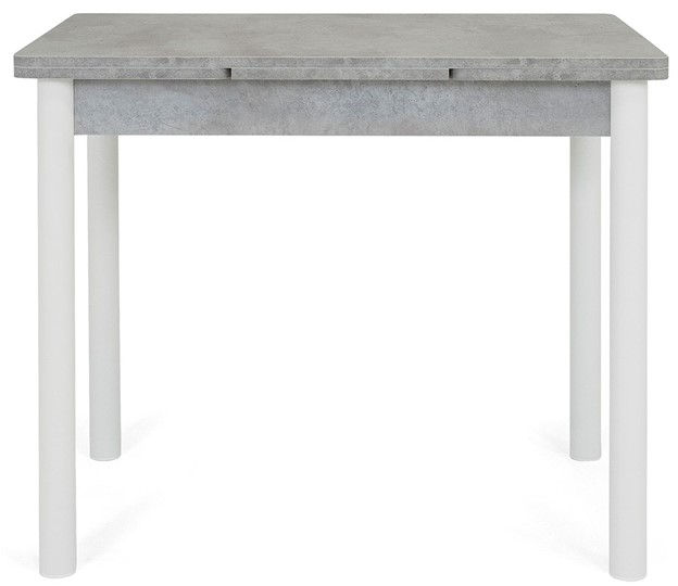 Кухонный раскладной стол Милан-1 EVO, ноги металлические белые, светлый цемент в Ревде - изображение 1