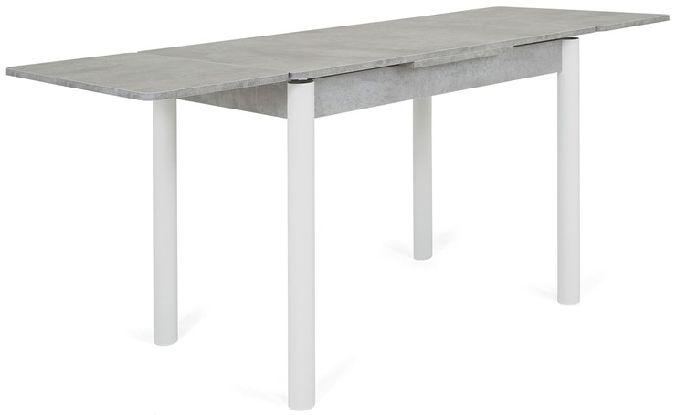 Кухонный раскладной стол Милан-1 EVO, ноги металлические белые, светлый цемент в Ревде - изображение 3
