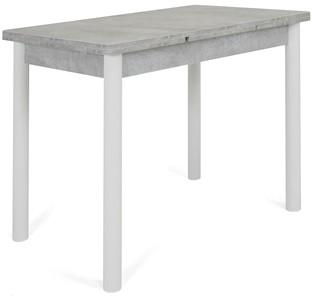 Кухонный раскладной стол Кубика Милан-1 EVO, ноги металлические белые, светлый цемент в Екатеринбурге