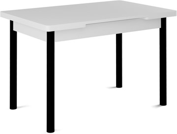 Раздвижной стол Милан-1 EVO, ноги металлические черные, белый цемент в Екатеринбурге - предосмотр