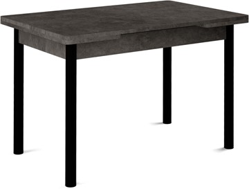 Кухонный раздвижной стол Кубика Милан-1 EVO, ноги металлические черные, серый камень в Екатеринбурге