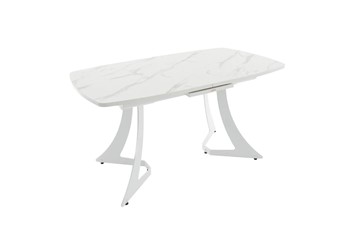 Кухонный раздвижной стол Милан Пластик (Камень белый) в Ревде