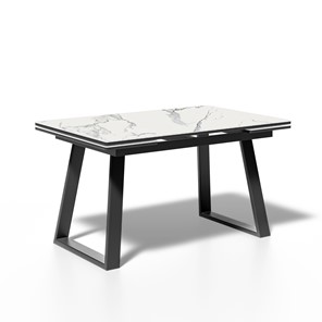 Кухонный стол раскладной ML1400 (черный/керамика мрамор белый) в Екатеринбурге