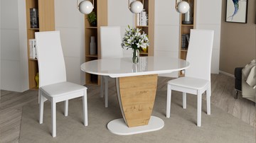Кухонный стол раздвижной Монреаль тип 1 (Белый глянец/Бунратти) в Кушве - предосмотр 2