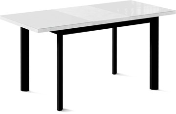 Кухонный раздвижной стол Нагано-1G (ноги черные, стекло cristal/белый цемент) в Полевском - предосмотр 1