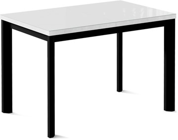 Кухонный раздвижной стол Кубика Нагано-1G (ноги черные, стекло cristal/белый цемент) в Екатеринбурге