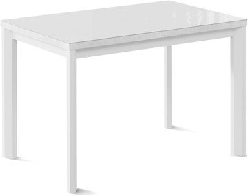 Кухонный раскладной стол Нагано-1G (ноги металлические белые, стекло cristal/белый цемент) в Екатеринбурге