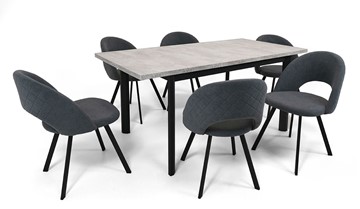 Кухонный раскладной стол Нагано-2L (ноги черные, светлый цемент) в Первоуральске - предосмотр 6