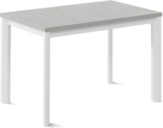 Кухонный стол раздвижной Нагано-3L (ноги металлические белые, светлый цемент) в Екатеринбурге - изображение
