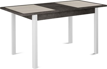 Кухонный стол раздвижной Ницца-2 ПЛ (ноги белые, плитка бежевая/серый камень) в Кушве - предосмотр 1