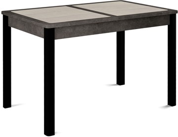 Кухонный раскладной стол Ницца-1 ПЛ (ноги черные, плитка бежевая/серый камень) в Кушве