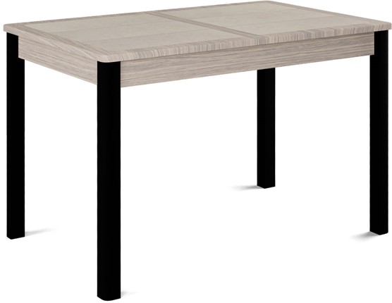 Кухонный раздвижной стол Ницца-2 ПЛ (ноги черные, плитка бежевая/лофт) в Кушве - изображение