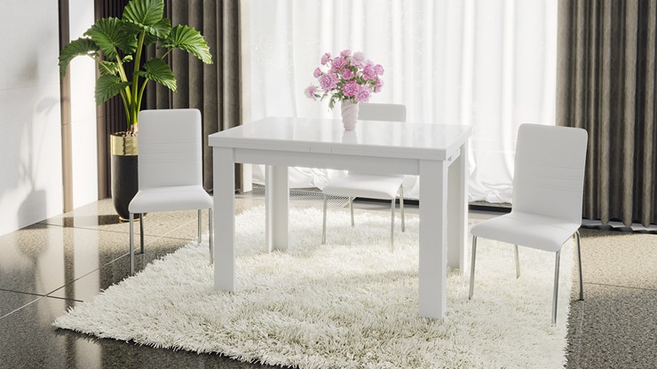Раздвижной стол Норман тип 1, цвет Белый/Стекло белый глянец в Ирбите - изображение 4